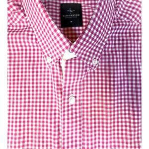 Tailorbyrd Collection Men’s Pink Checkered  Long Sleeve Cotton Button Up Medium
